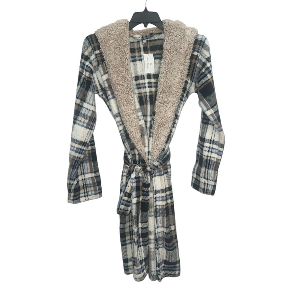 Vera Bradley Cozy Life Robe In Plaid Neutral Size Small / Medium Hooded NWT